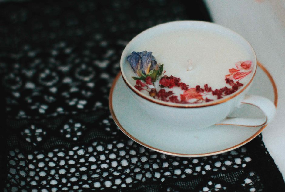 Hand-Poured Soy Candles in Vintage Teacups